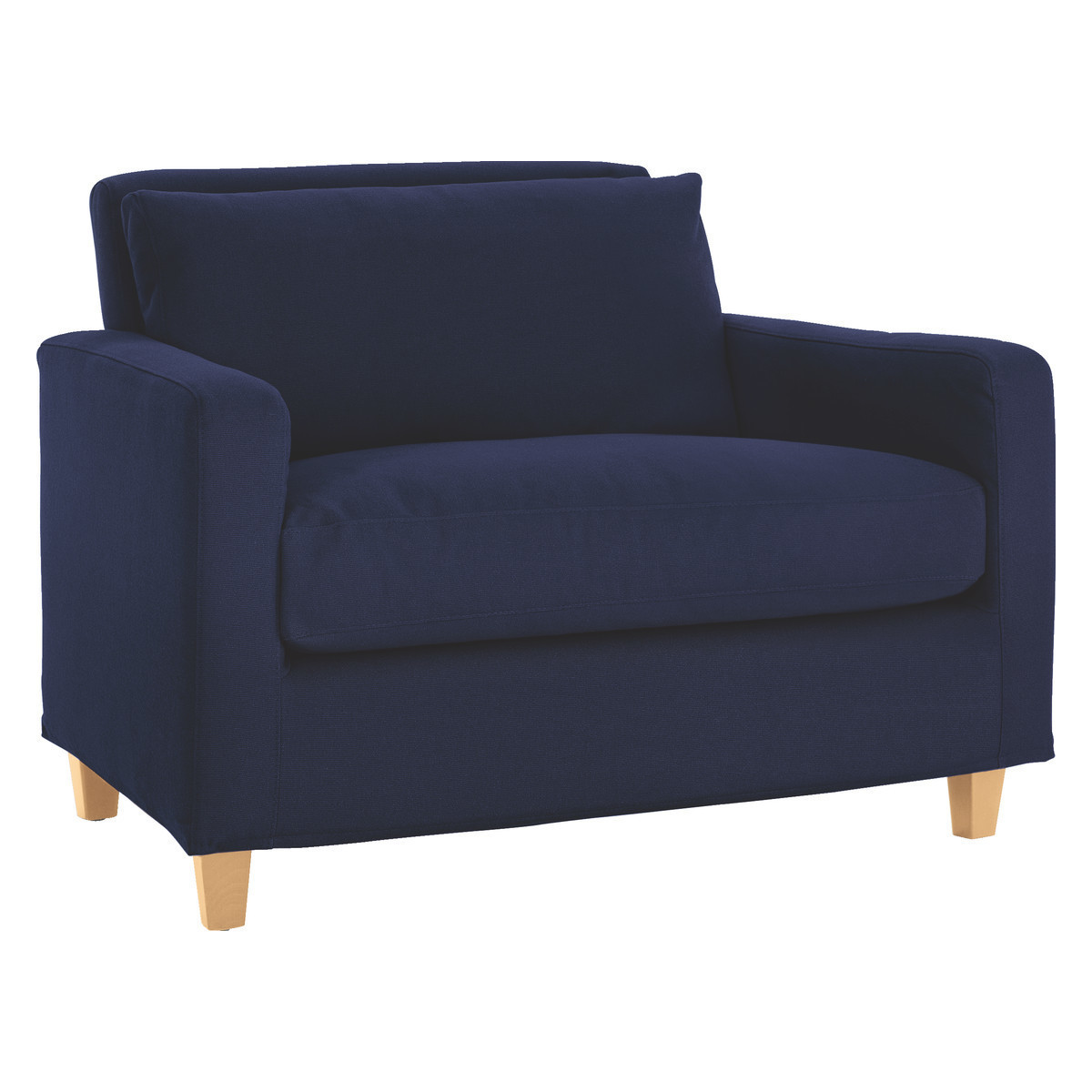 Chester Blue FaBric Compact Sofa, Oak Stained Feet, Blue – image 3