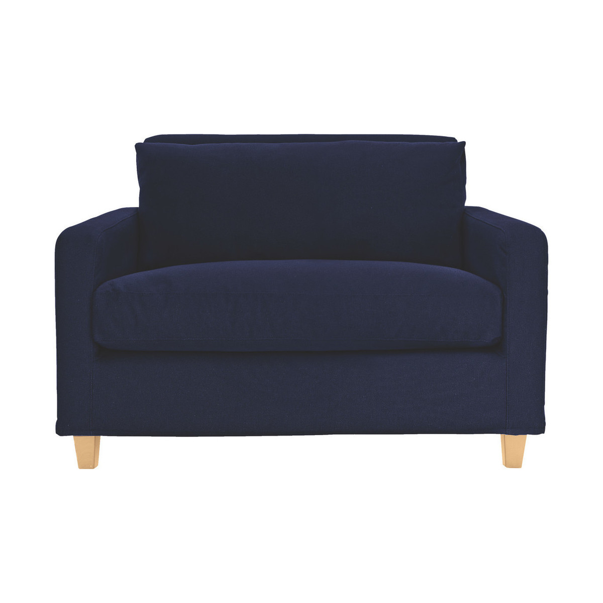 Chester Blue FaBric Compact Sofa, Oak Stained Feet, Blue – image 1