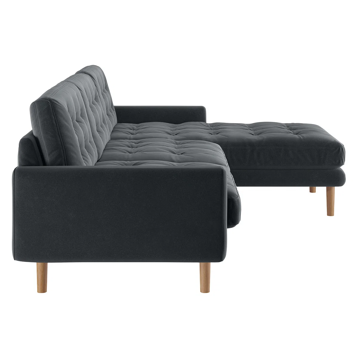 Fenner Dark Grey Velvet Right-Hand 4 Seater Chaise Sofa, Grey – image 3