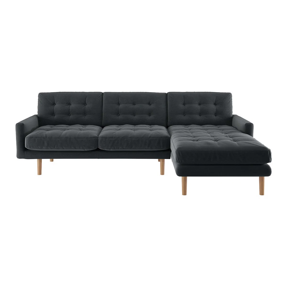 Fenner Dark Grey Velvet Right-Hand 4 Seater Chaise Sofa, Grey – image 1