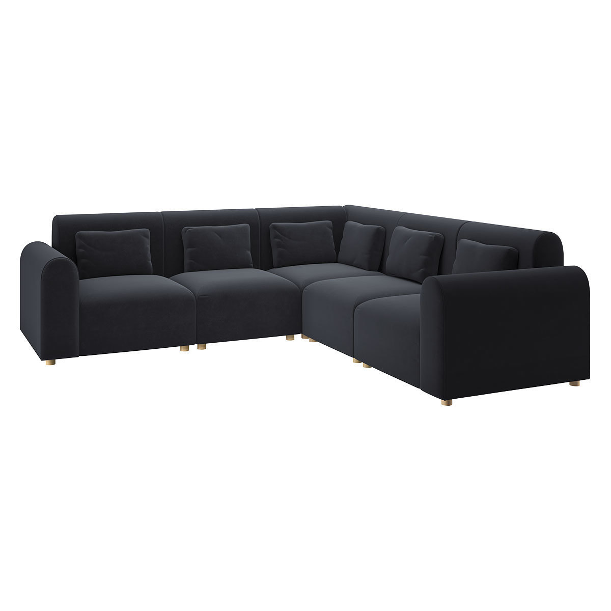 Tab Charcoal Grey Velvet 3 Seat Reversible Corner Sofa, Charcoal – image 3