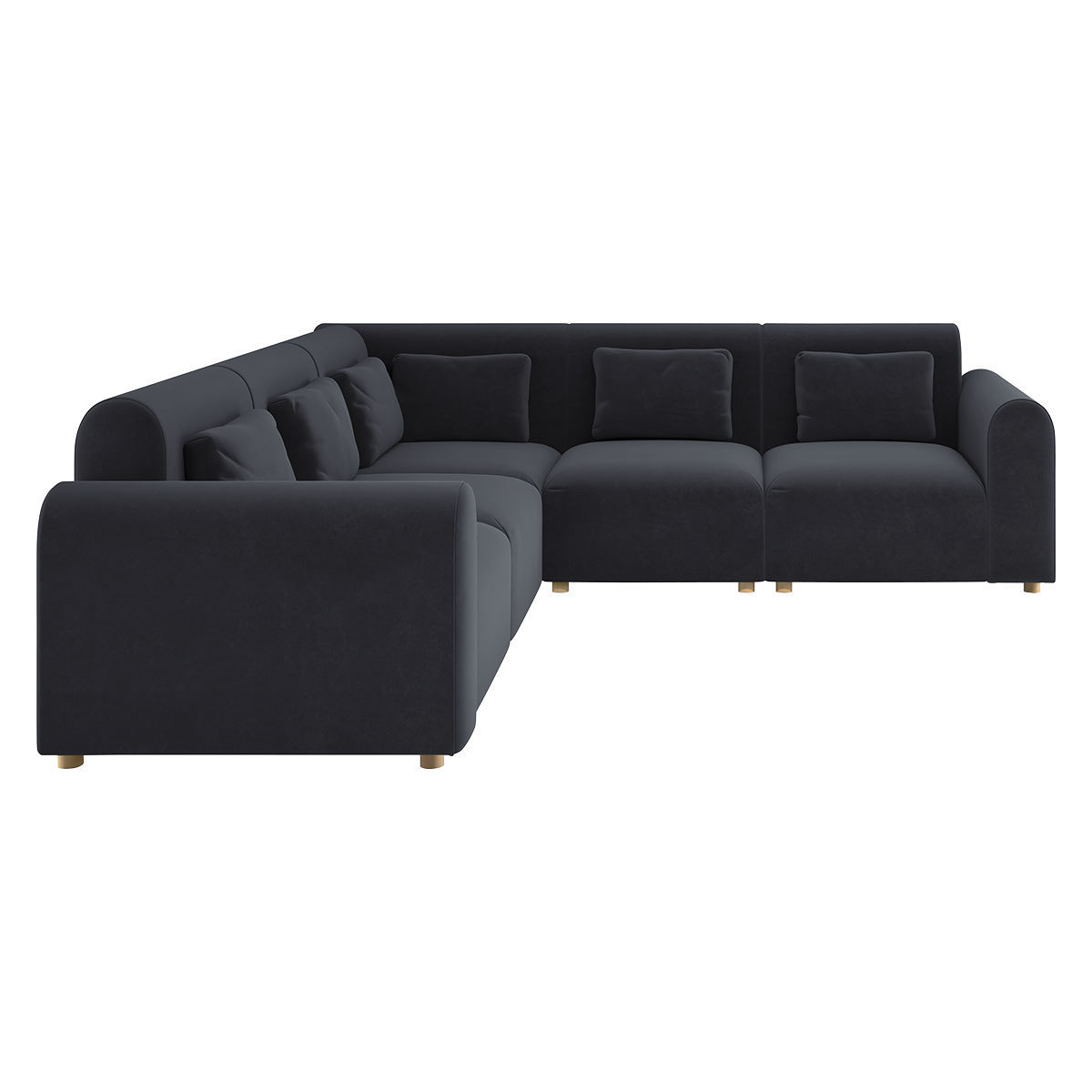 Tab Charcoal Grey Velvet 3 Seat Reversible Corner Sofa, Charcoal – image 4