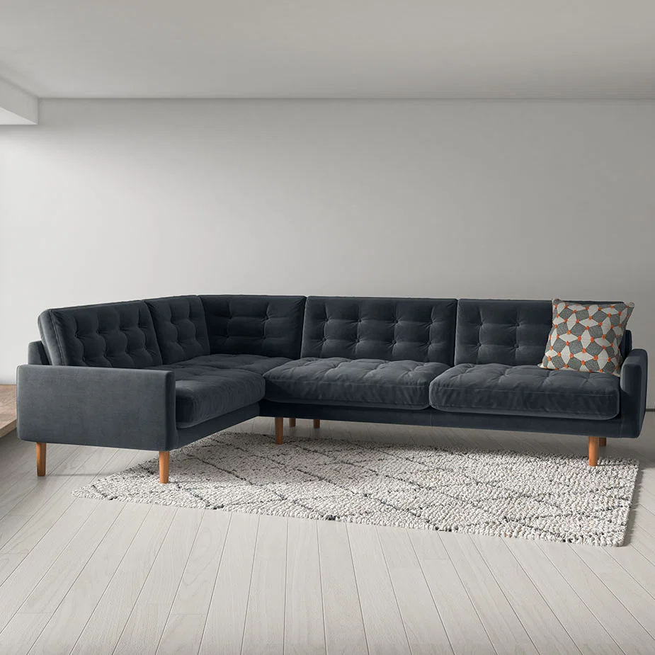 Fenner Charcoal Grey Italian Woven Right-Hand 4 Seater Corner Sofa, Charcoal – image 2