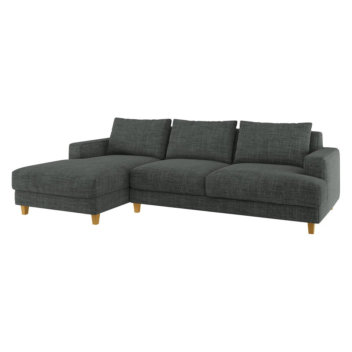 Wiltons Charcoal Grey Woven FaBric Left Hand Chaise Sofa, Charcoal – image 3