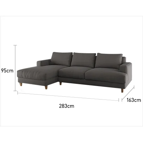 Wiltons Charcoal Grey Woven FaBric Left Hand Chaise Sofa, Charcoal – image 7