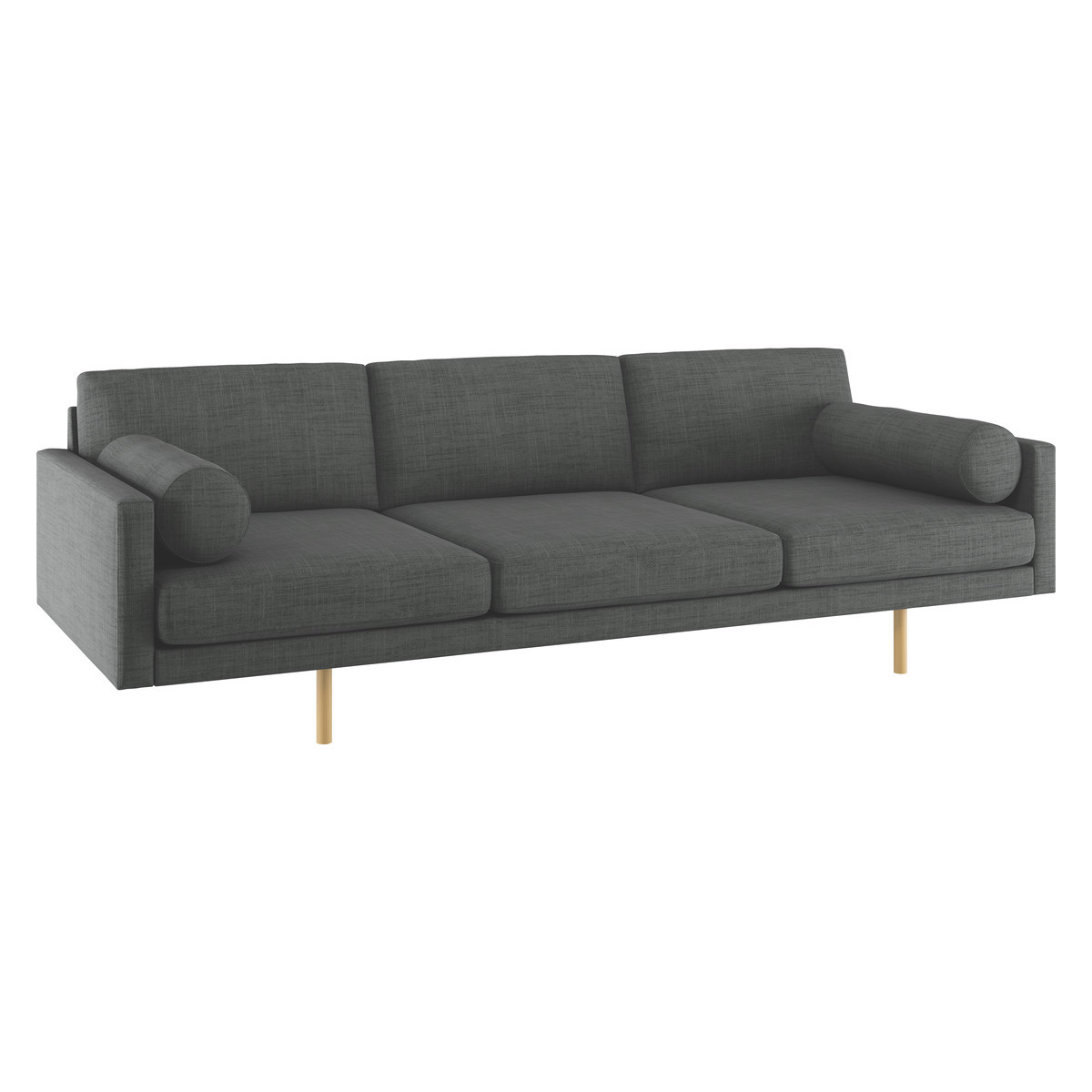 Spencer Charcoal Grey Italian Woven FaBric 4 Seater Sofa, Oak Legs, Charcoal – image 3