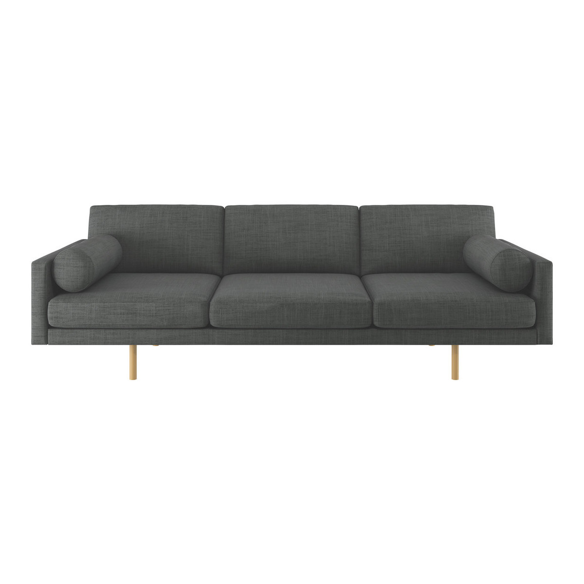 Spencer Charcoal Grey Italian Woven FaBric 4 Seater Sofa, Oak Legs, Charcoal – image 1