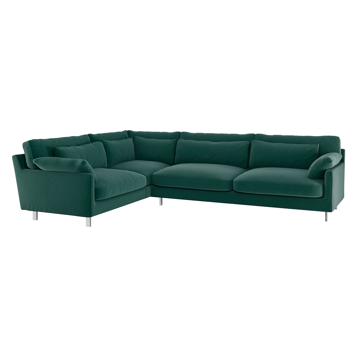Cuscino Emerald Green Velvet Right-Arm Corner Sofa, Green – image 3
