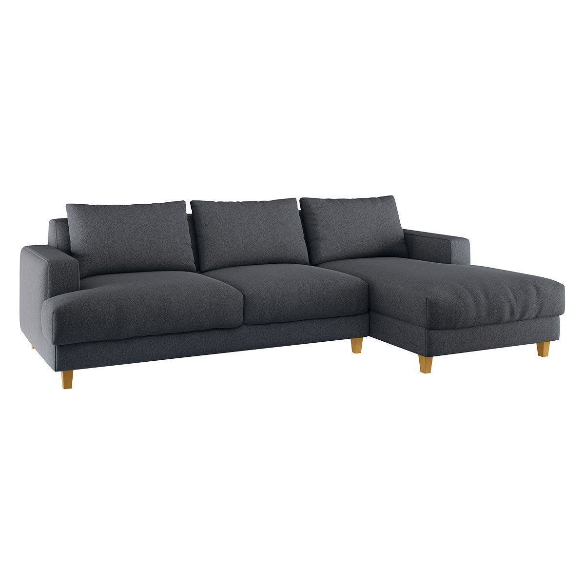 Wiltons Charcoal Grey Wool Right Hand Chaise Sofa, Charcoal – image 3