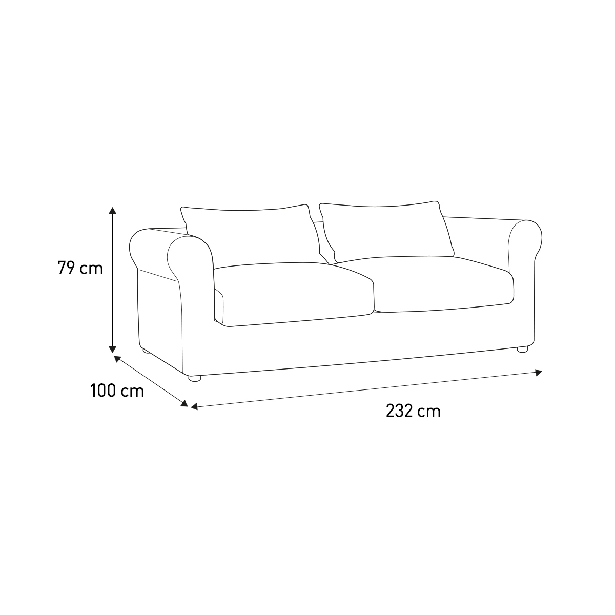 Louis Dark Grey Velvet 4 Seater Sofa, Grey – image 6