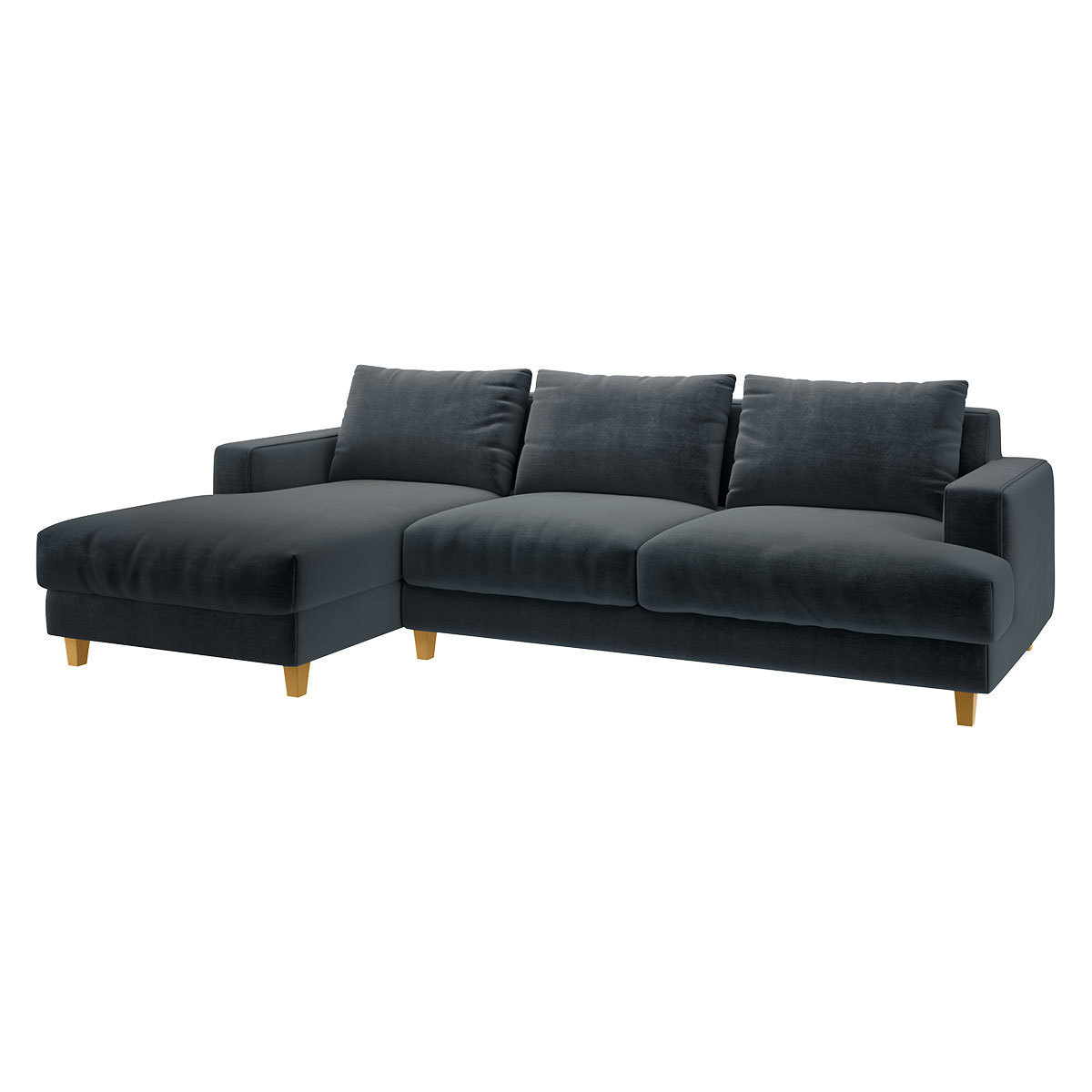 Wiltons Dark Grey Velvet Left Hand Chaise Sofa, Grey – image 3