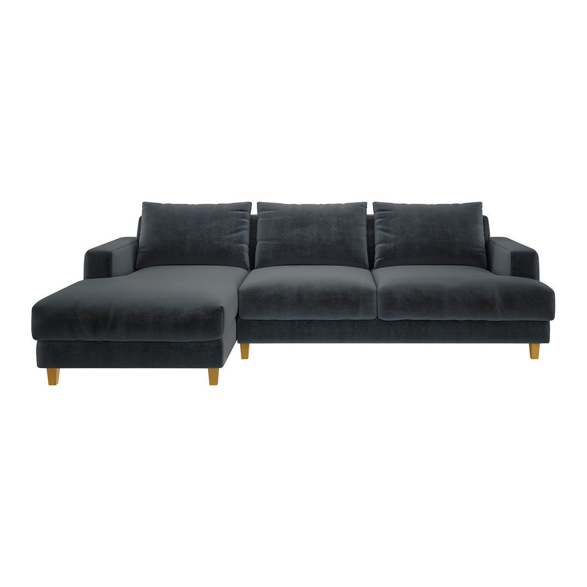 Wiltons Dark Grey Velvet Left Hand Chaise Sofa, Grey – image 1