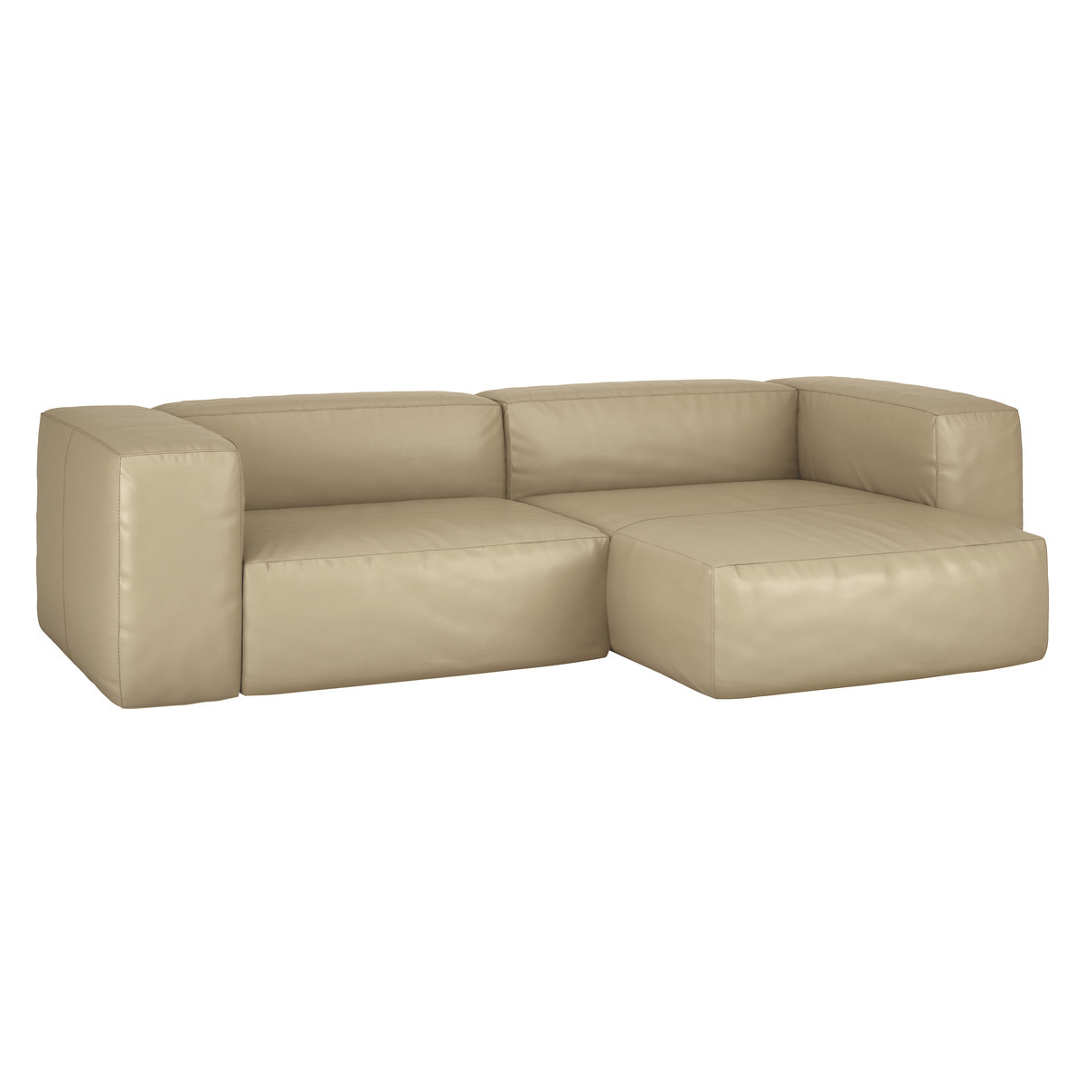 Opollo Stone Leather Small Right Arm Chaise Sofa Group, Stone – image 3