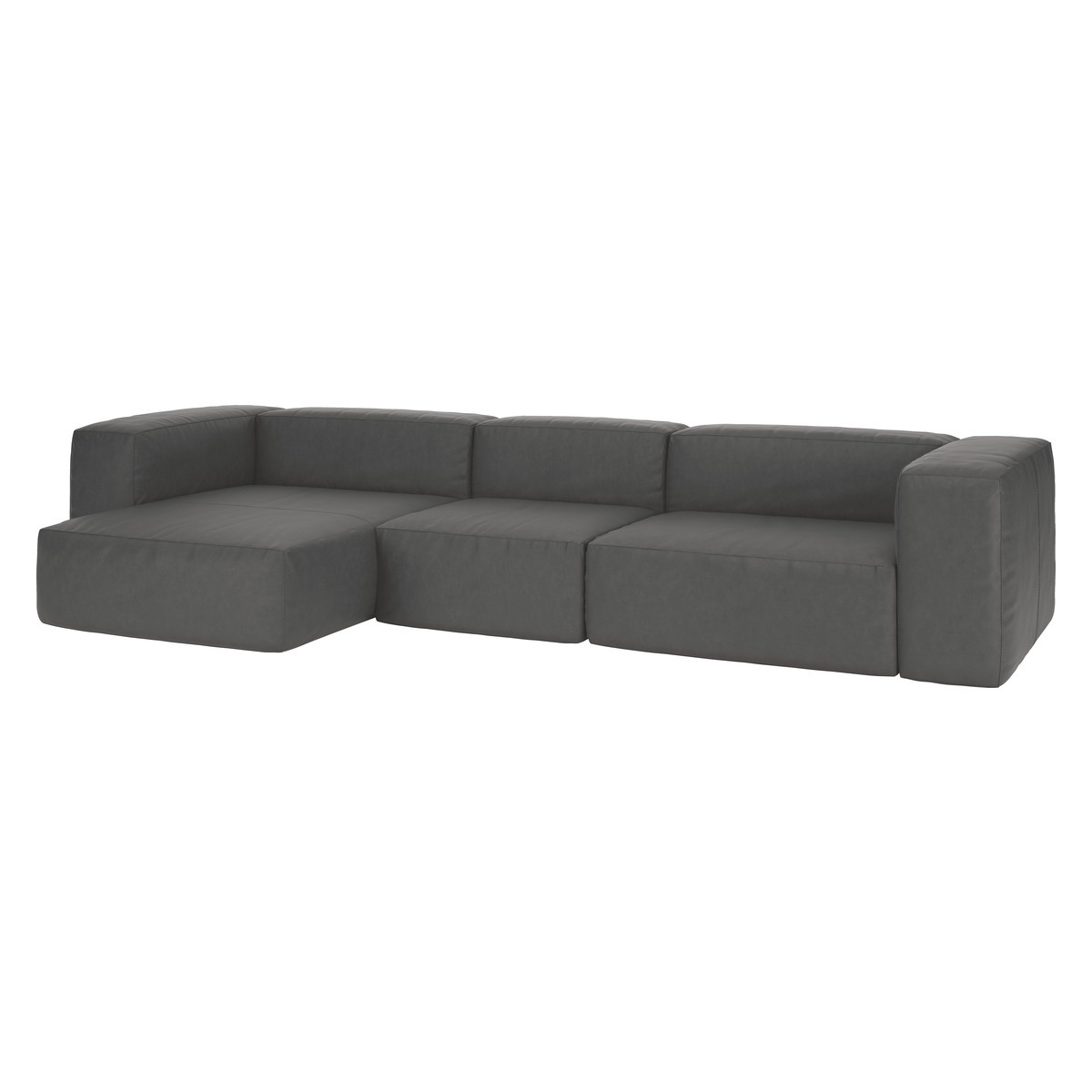 Opollo Grey Luxury Leather Large Left Arm Chaise Sofa Group, Grey – image 3