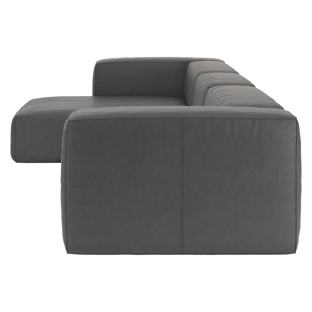 Opollo Grey Luxury Leather Large Left Arm Chaise Sofa Group, Grey – image 4