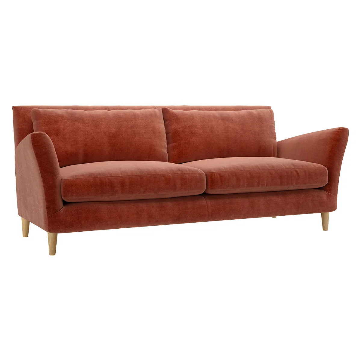 Keele Orange Velvet 3 Seat Sofa, Orange – image 3