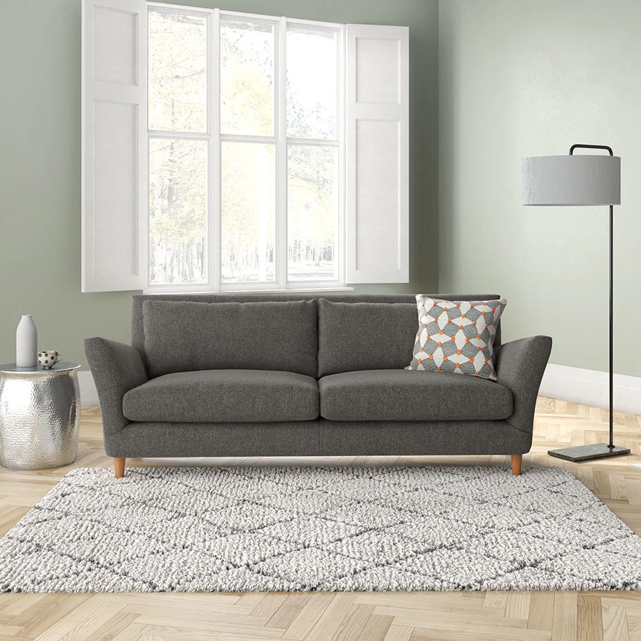 Keele Orange Velvet 3 Seat Sofa, Orange – image 8
