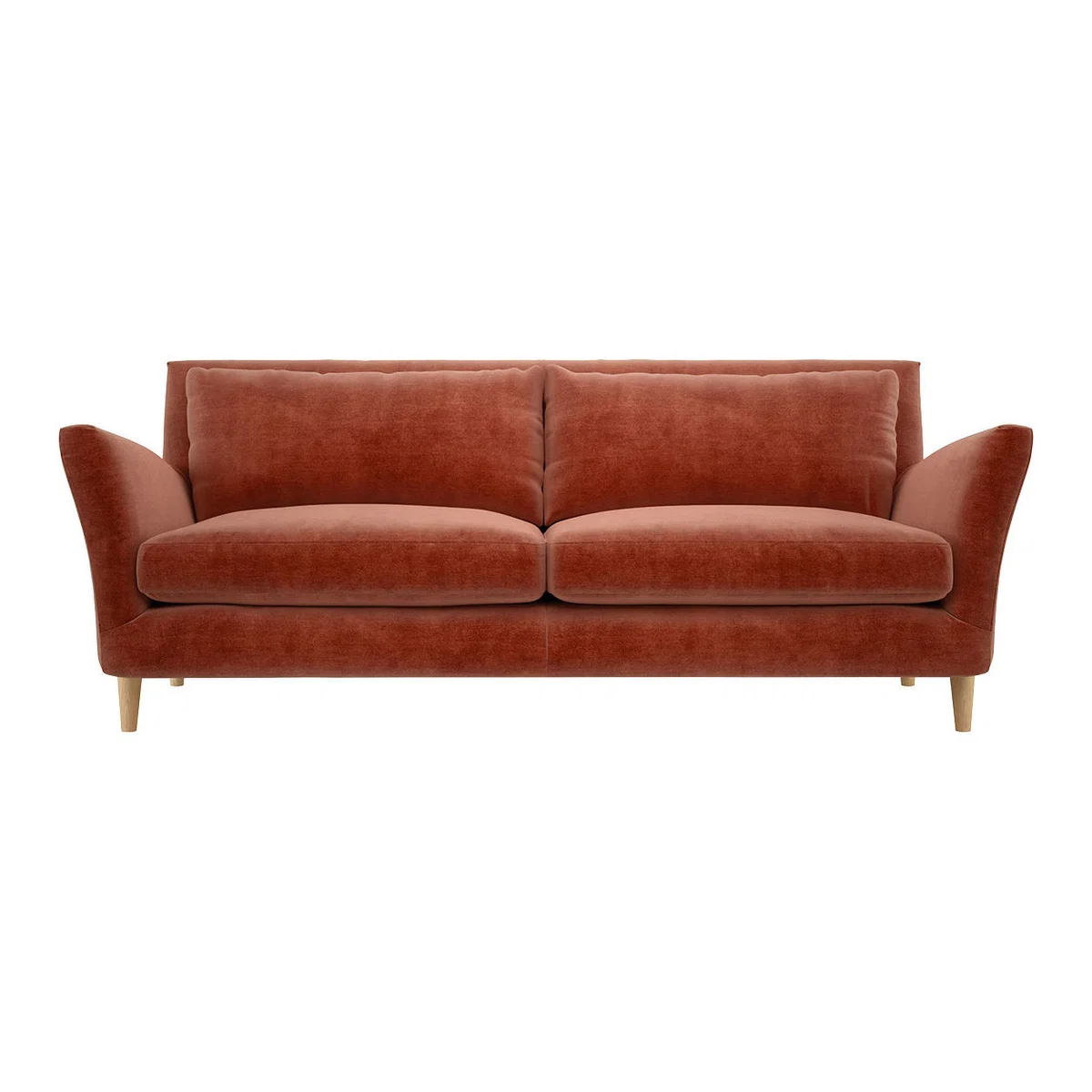 Keele Orange Velvet 3 Seat Sofa, Orange – image 1