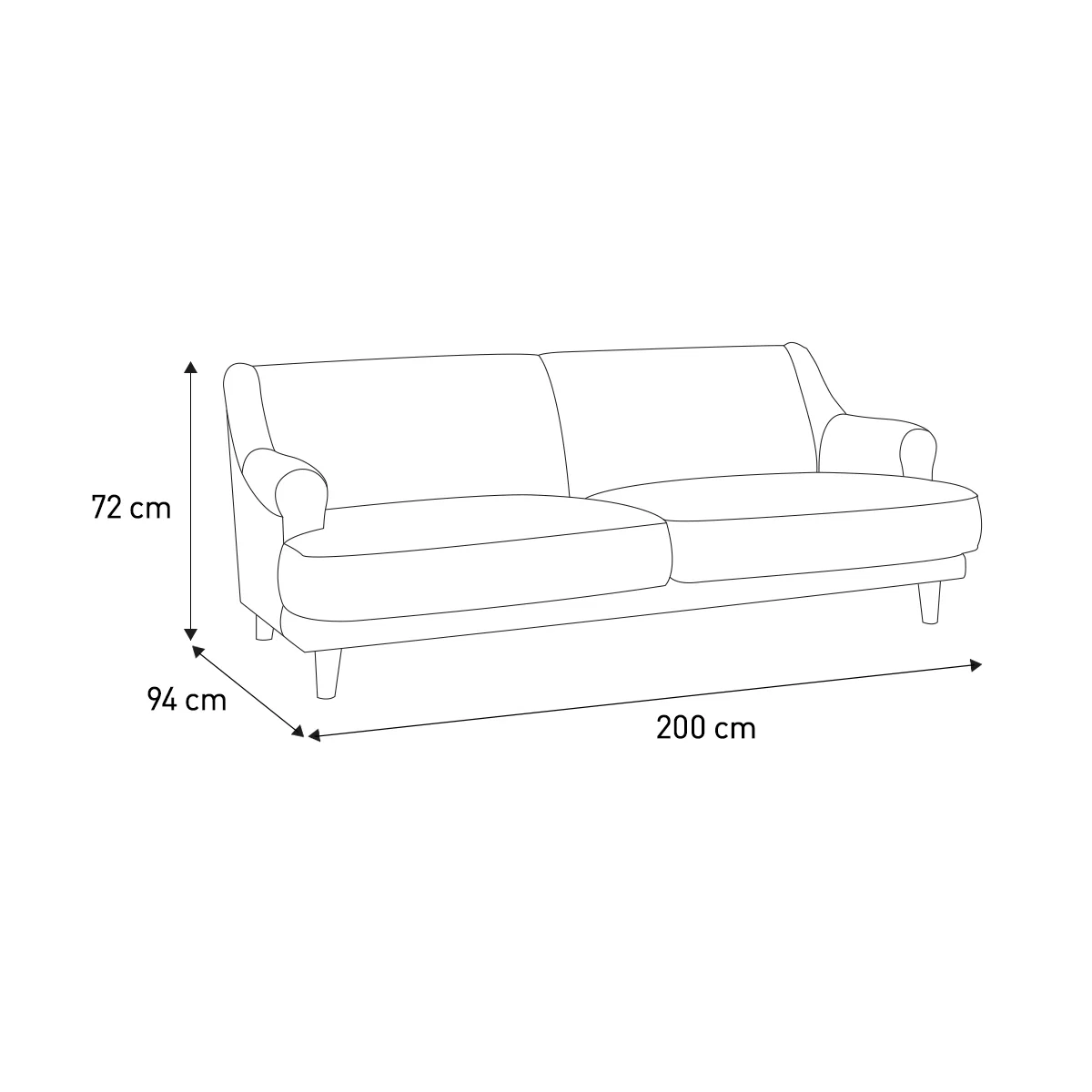 Townsend Green FaBric 3 Seater Sofa, Green – image 7