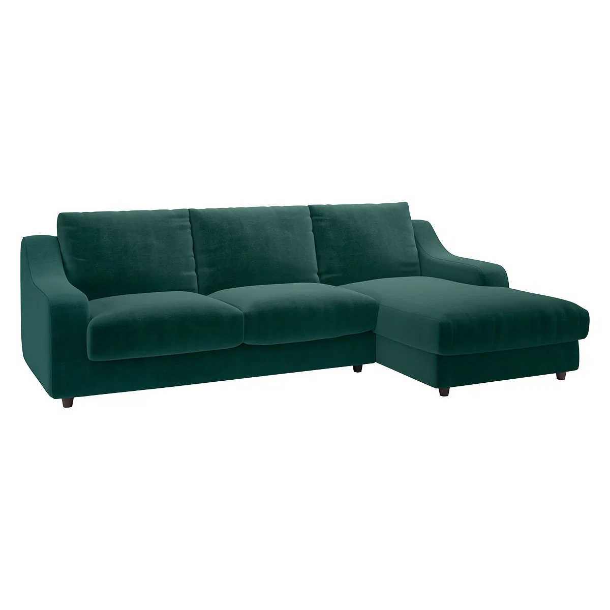 Slope Emerald Green Velvet Right Arm Chaise Sofa, Green – image 3