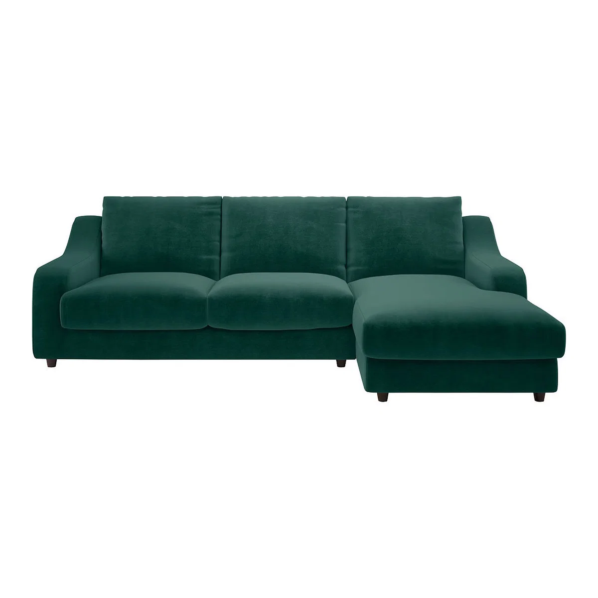 Slope Emerald Green Velvet Right Arm Chaise Sofa, Green – image 1