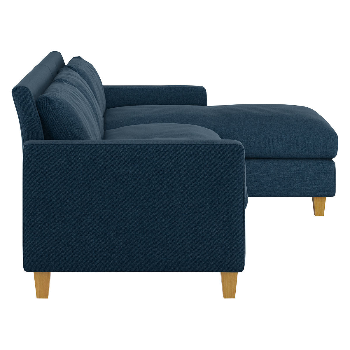Chester Navy Blue FaBric 3 Seater Sofa Chaise, Oak Feet, Navy – image 3