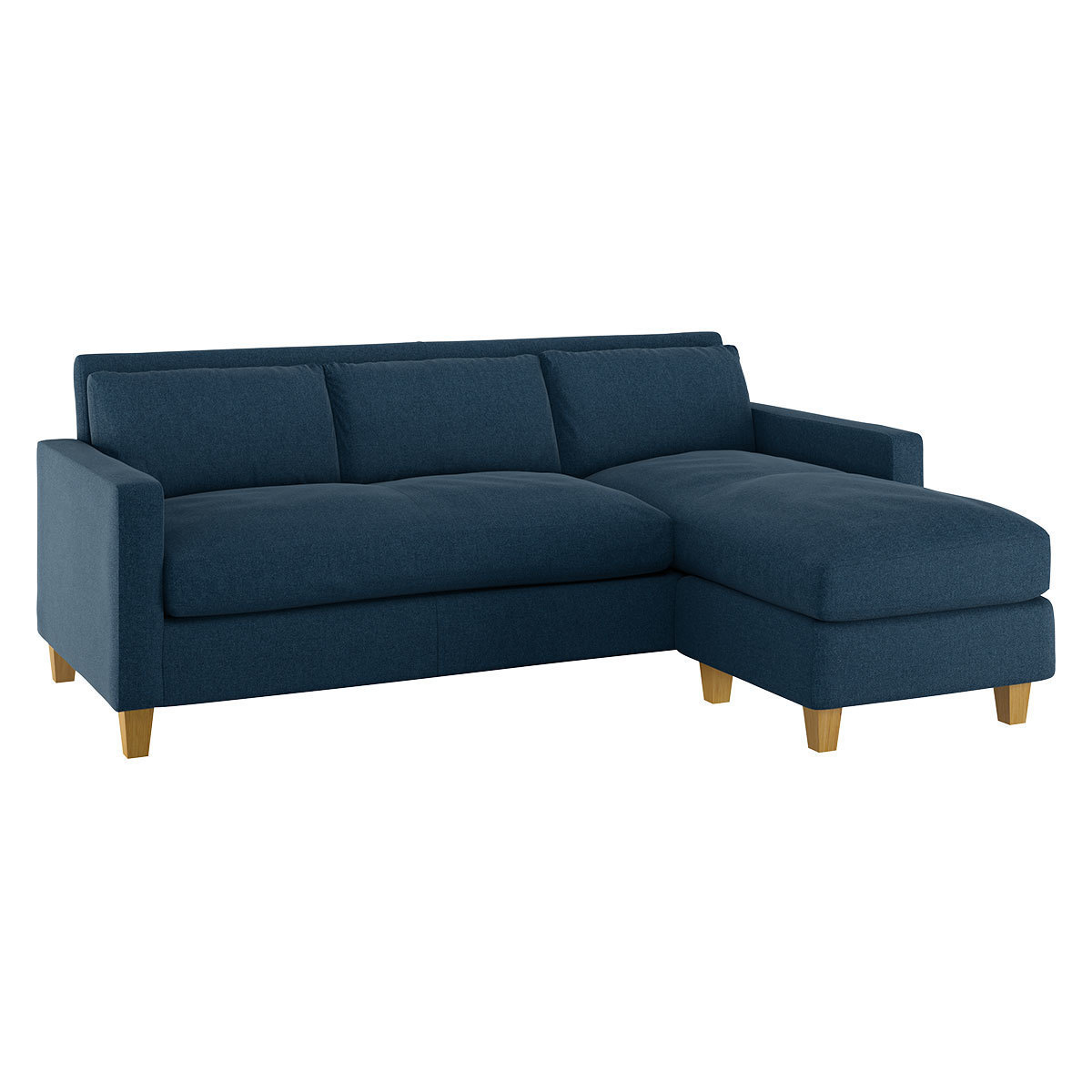 Chester Navy Blue FaBric 3 Seater Sofa Chaise, Oak Feet, Navy – image 4