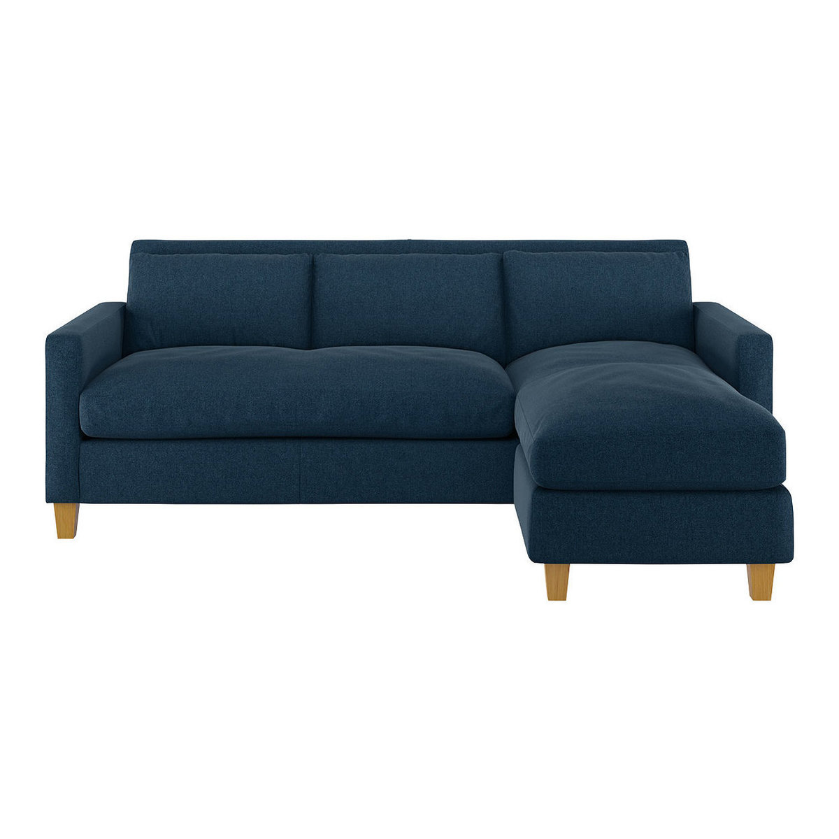 Chester Navy Blue FaBric 3 Seater Sofa Chaise, Oak Feet, Navy – image 1