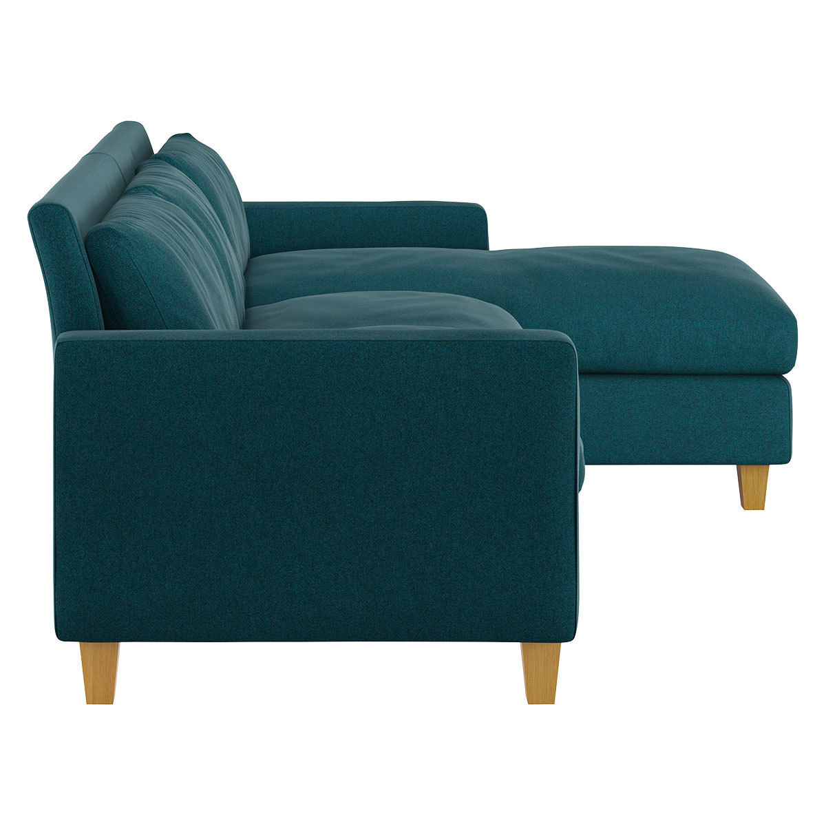 Chester Teal Green Tweed Wool Mix 3 Seater Sofa Chaise, Oak Feet, Green – image 3