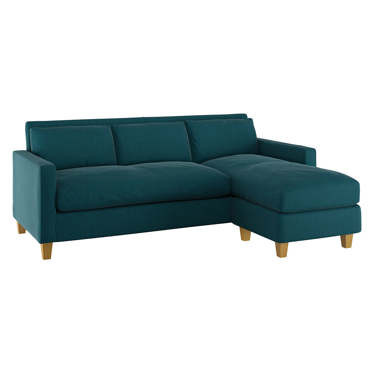 Chester Teal Green Tweed Wool Mix 3 Seater Sofa Chaise, Oak Feet, Green – image 4