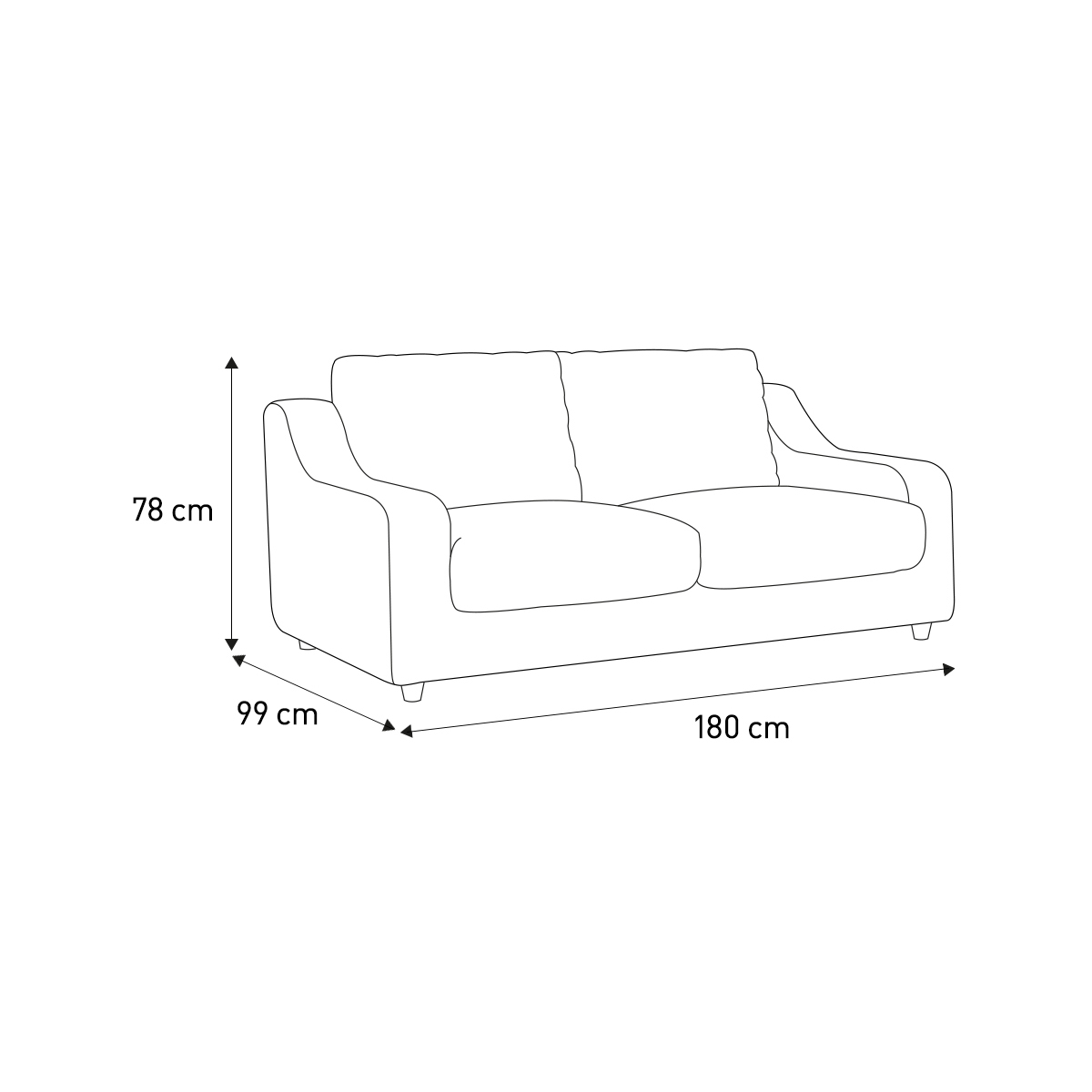 Slope Dark Grey Velvet 2 Seat Sofa, Grey – image 7