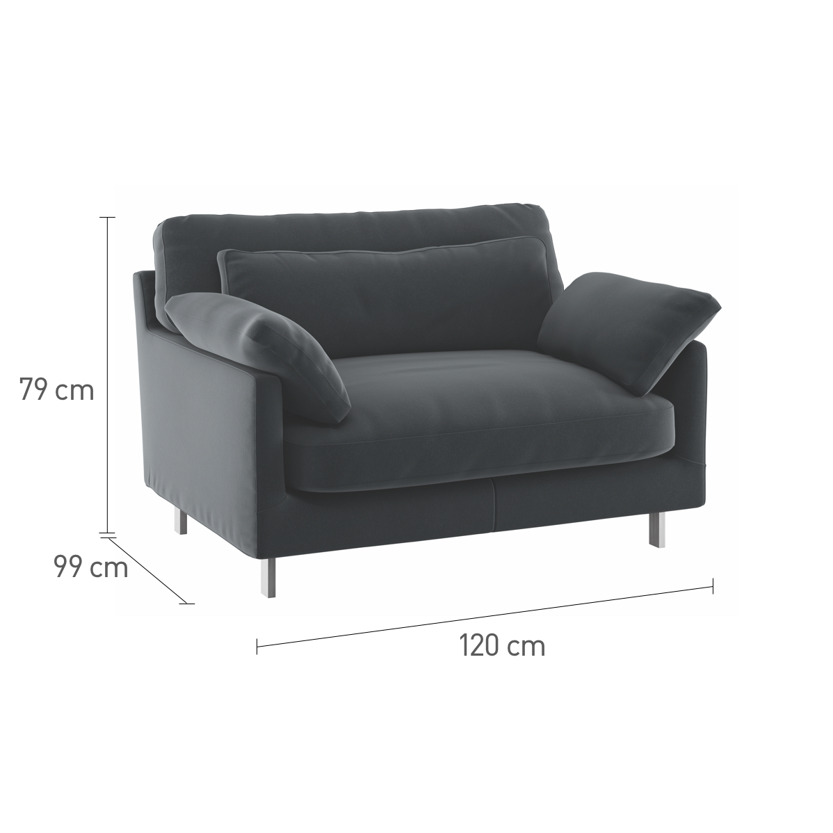Cuscino Charcoal Grey Tweed Wool Mix Compact Sofa, Charcoal – image 7