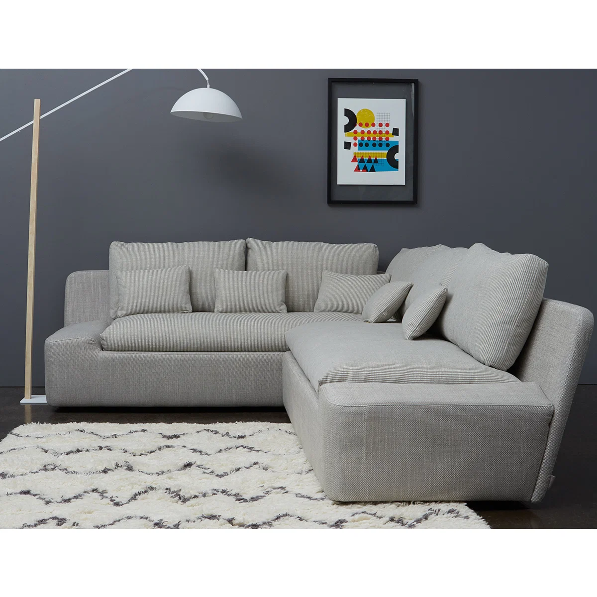 Kasha Grey Acor FaBric 4 Seater Sofa, Grey – image 2