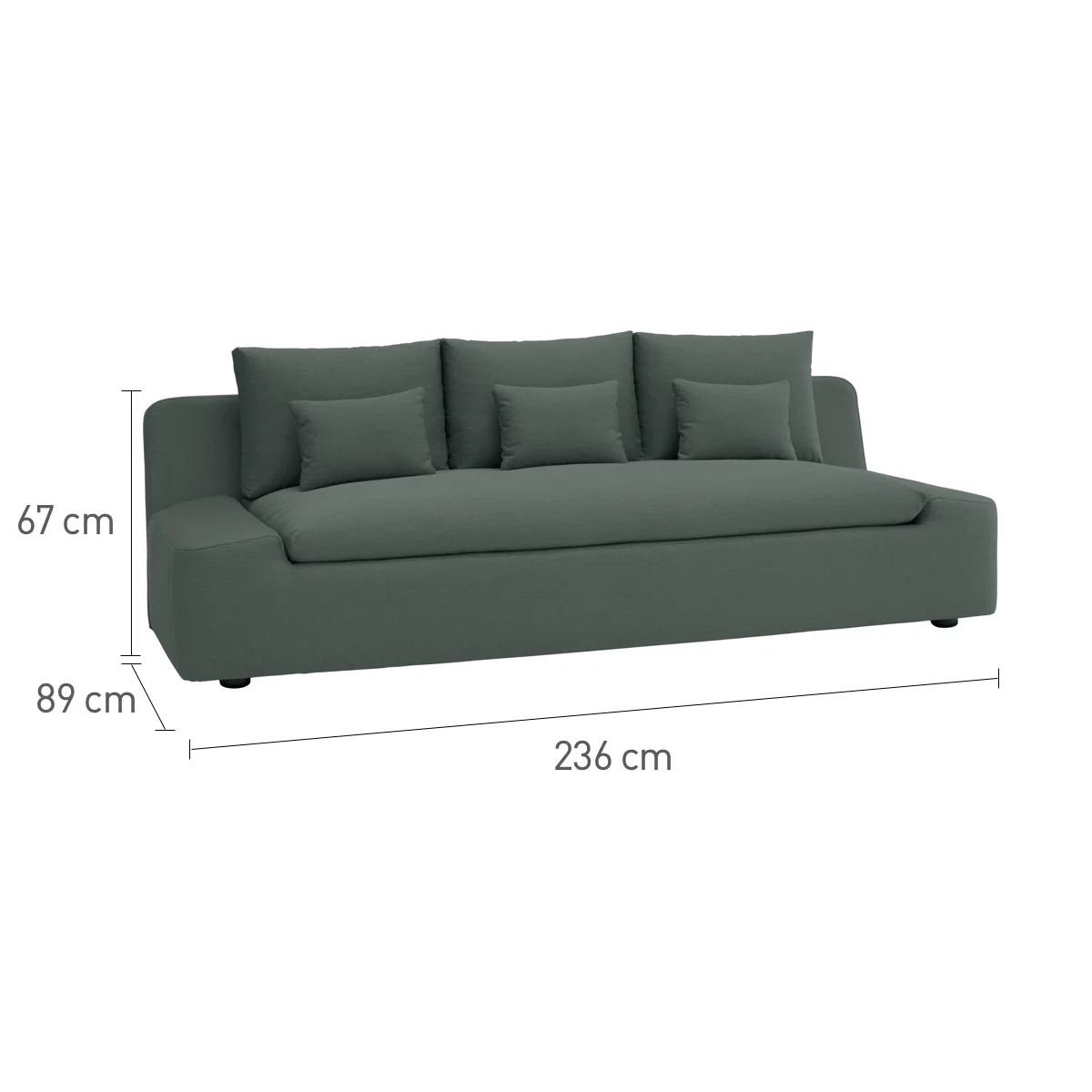 Kasha Grey Acor FaBric 4 Seater Sofa, Grey – image 8