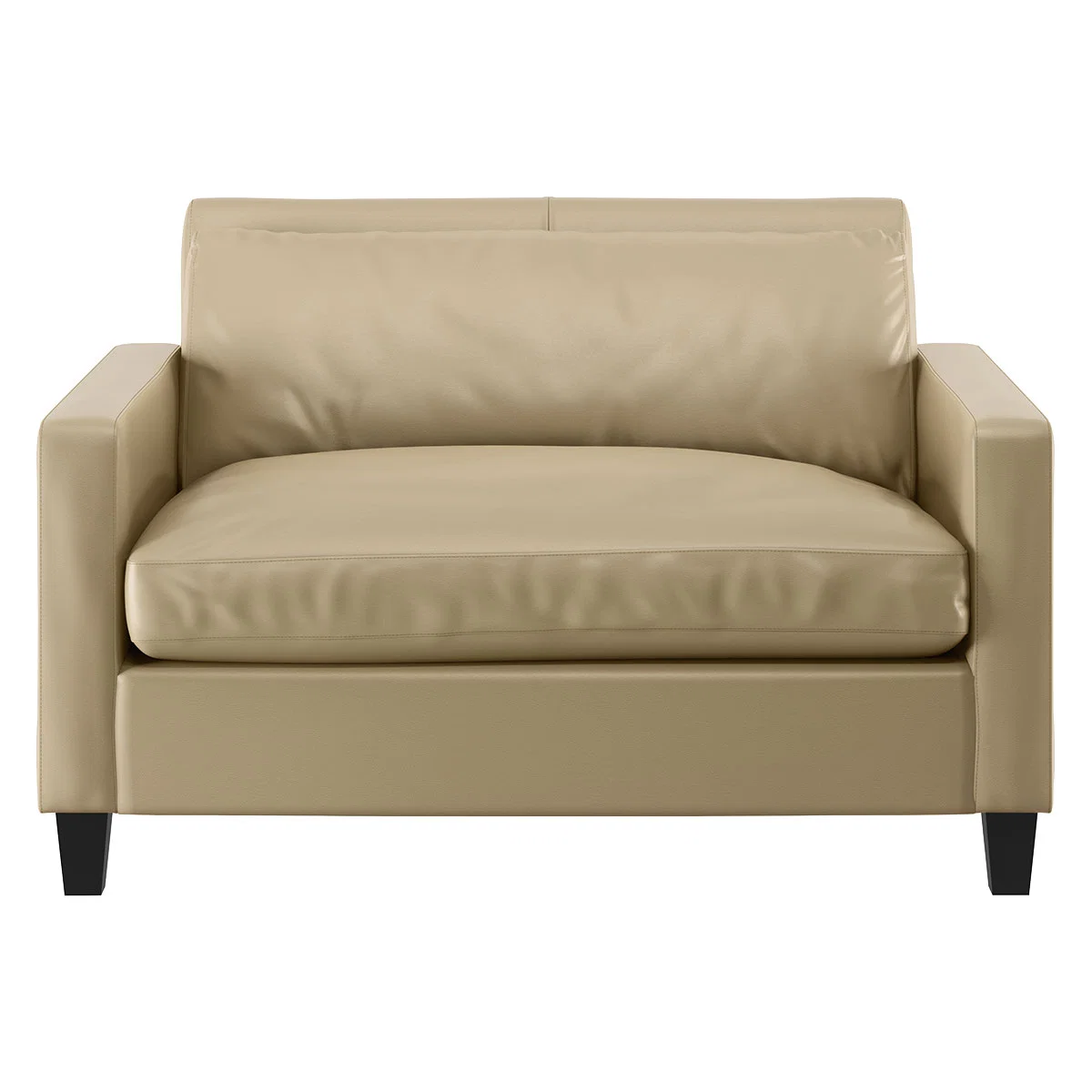 Chester Stone Leather Compact Sofa, Dark Stained Feet, Stone – image 3