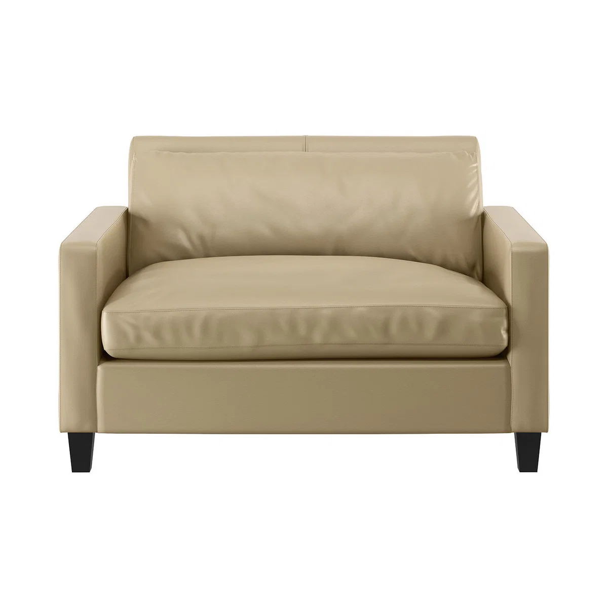 Chester Stone Leather Compact Sofa, Dark Stained Feet, Stone – image 1