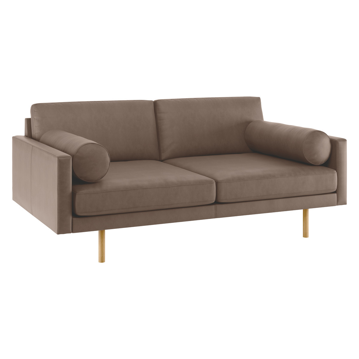Spencer Light Brown Luxury Leather 2 Seater Sofa, Oak Legs, Light Brown – image 3