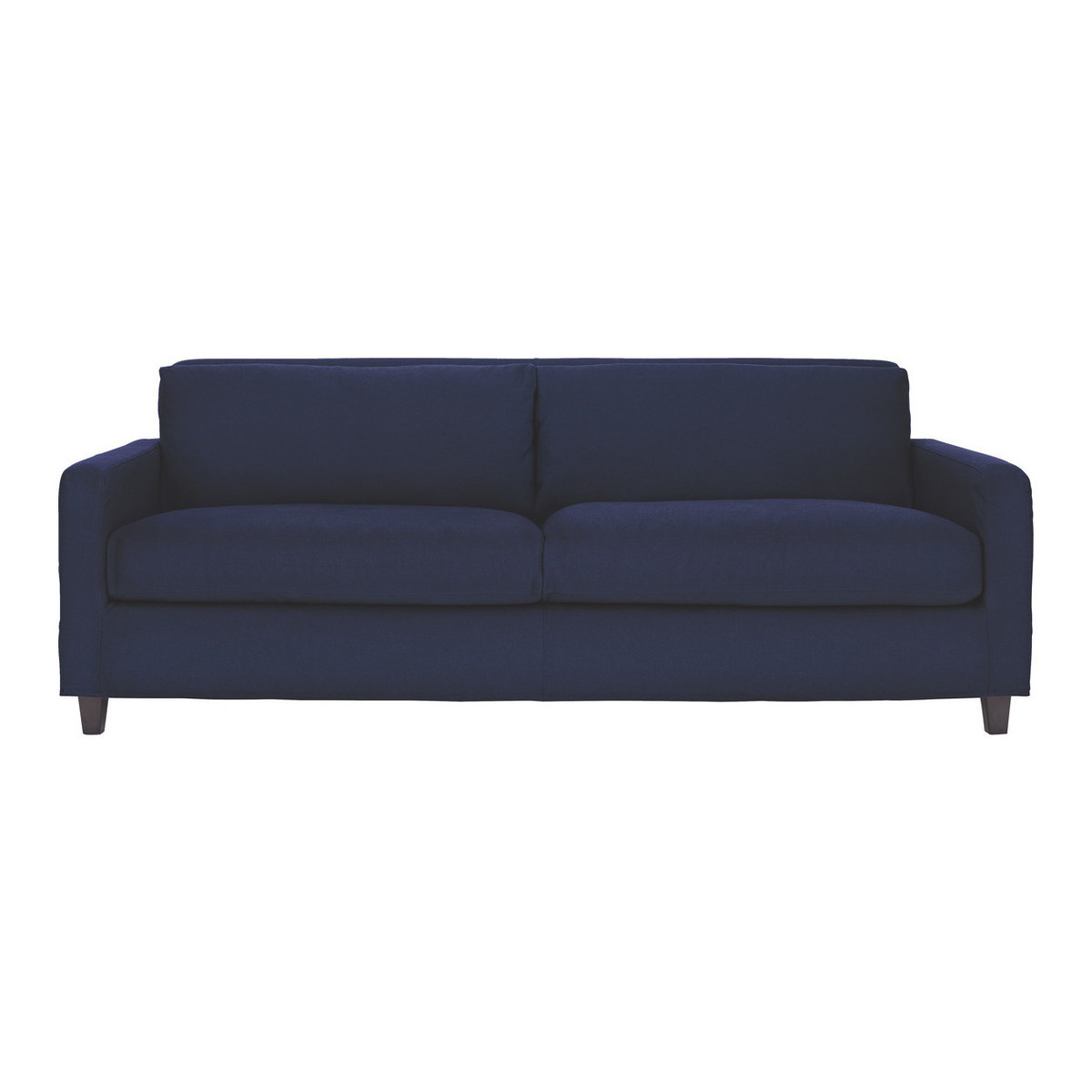 Chester Dark Blue FaBric 3 Seater Sofa, Dark Stained Feet, Blue – image 1