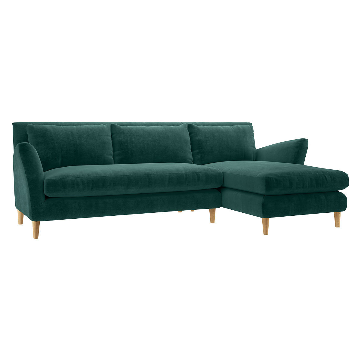 Keele Emerald Green Blue Velvet Right -Arm Chaise Sofa, Green – image 3
