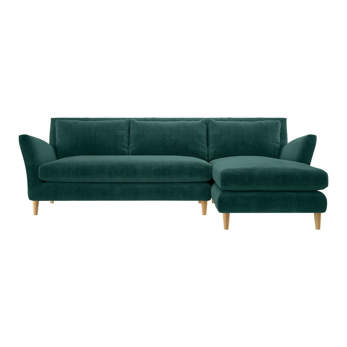 Keele Emerald Green Blue Velvet Right -Arm Chaise Sofa, Green – image 1