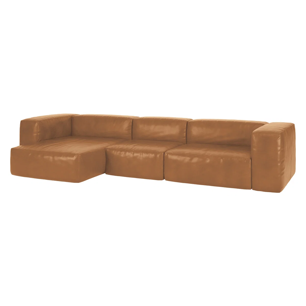Opollo Mid Tan Leather Large Left Arm Chaise Sofa Group, Mid Tan – image 3
