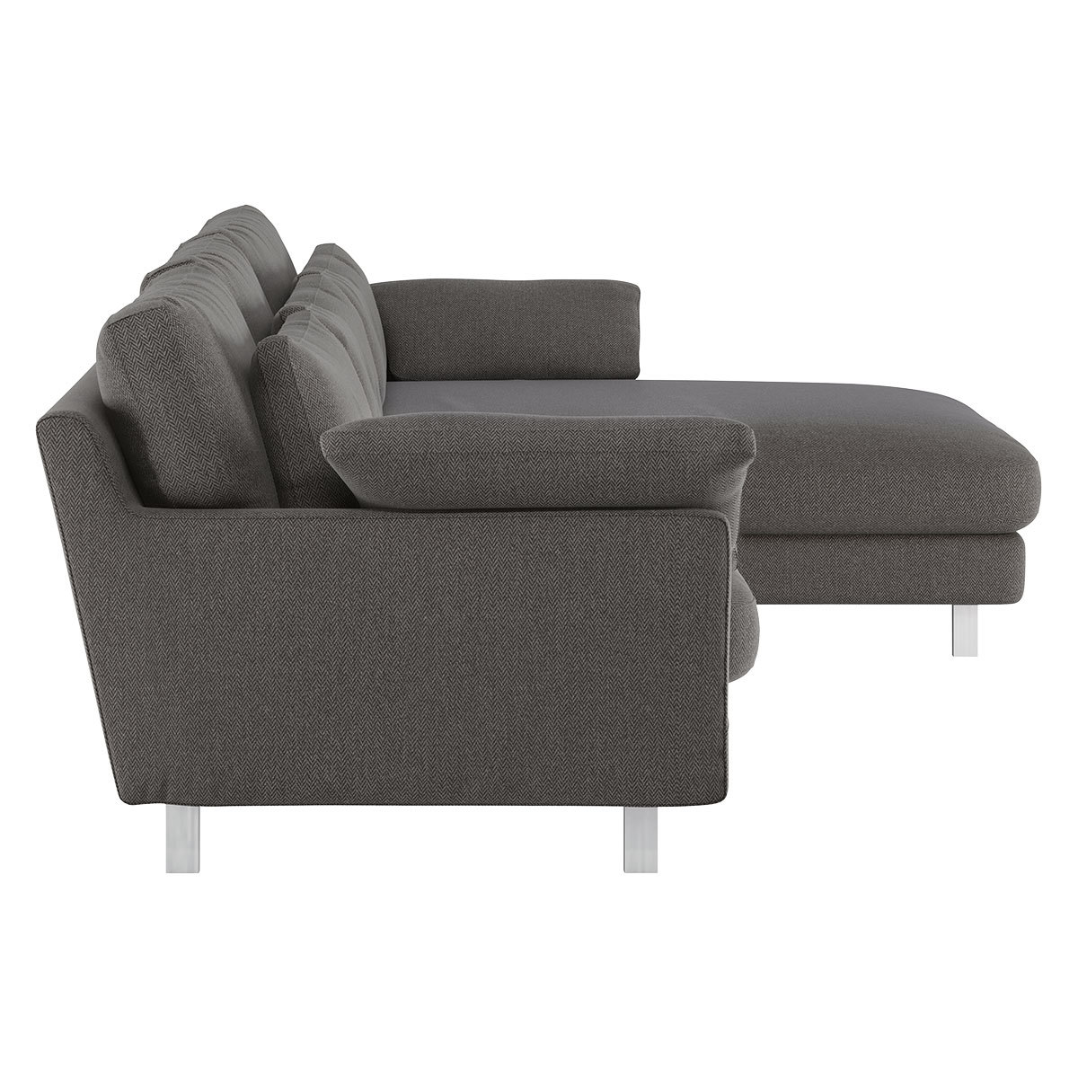 Cuscino Charcoal Grey Wool Herringbone Right-Arm Chaise Sofa, Charcoal – image 4