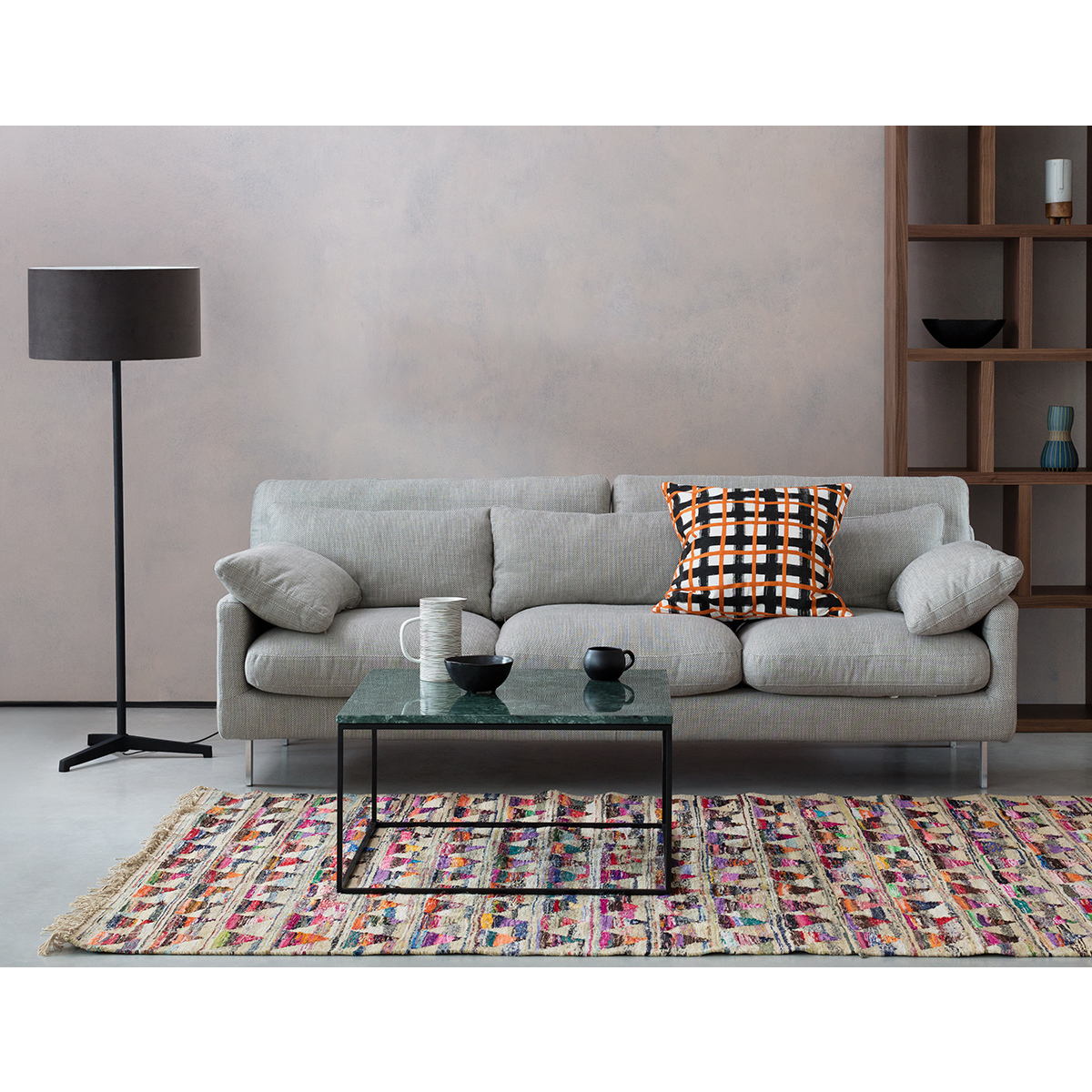 Cuscino Charcoal Grey Wool Herringbone Right-Arm Chaise Sofa, Charcoal – image 8