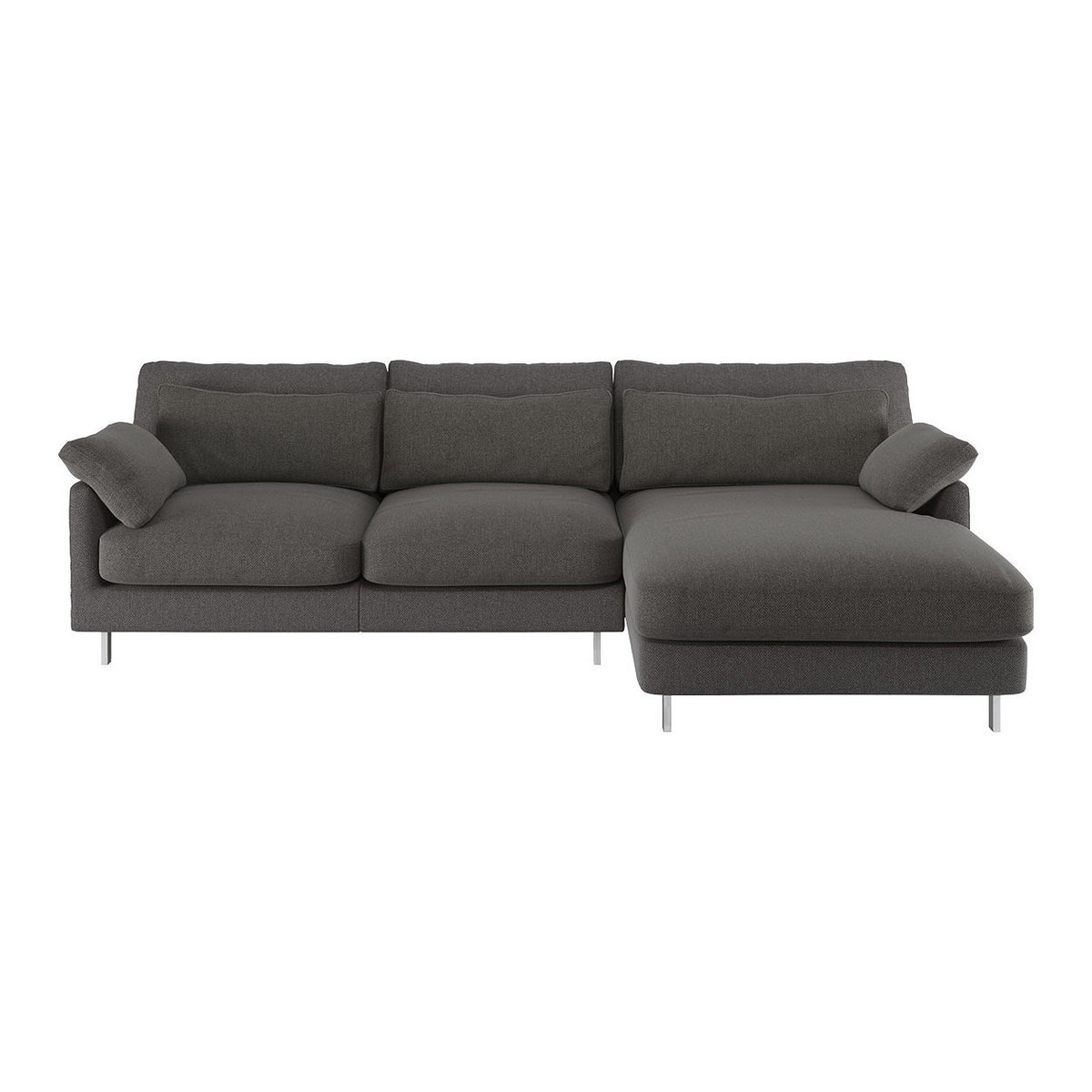 Cuscino Charcoal Grey Wool Herringbone Right-Arm Chaise Sofa, Charcoal – image 1
