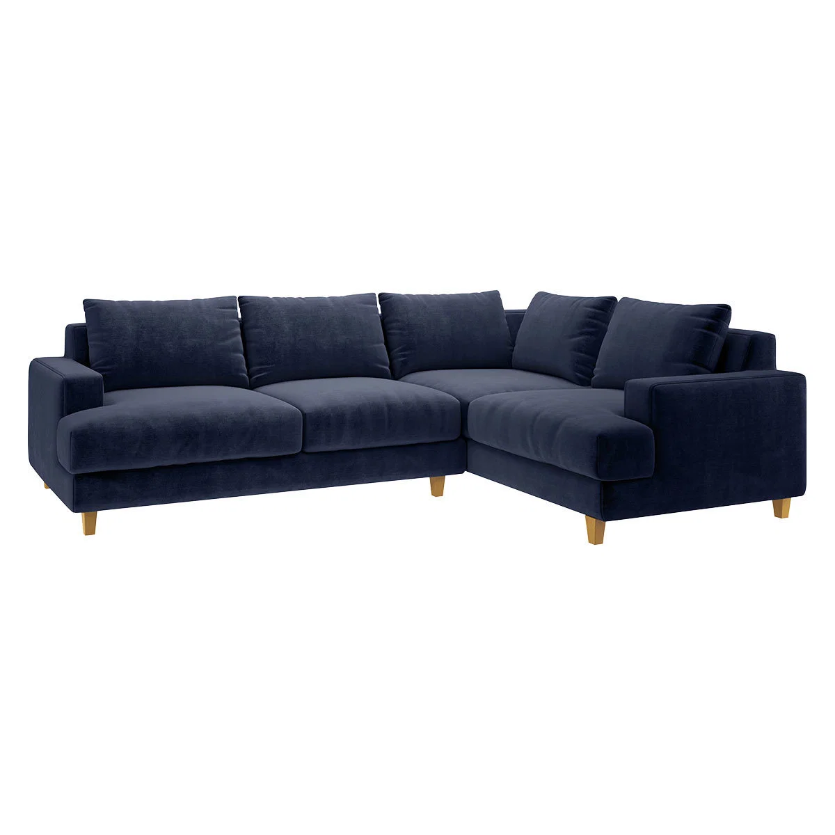 Wiltons Blue Velvet Left Hand Corner Sofa, Dark Blue – image 3