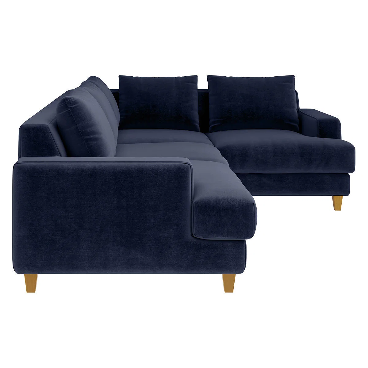 Wiltons Blue Velvet Left Hand Corner Sofa, Dark Blue – image 4