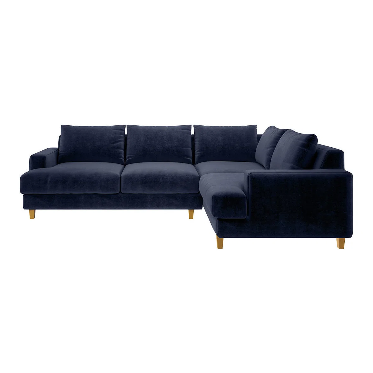 Wiltons Blue Velvet Left Hand Corner Sofa, Dark Blue – image 1