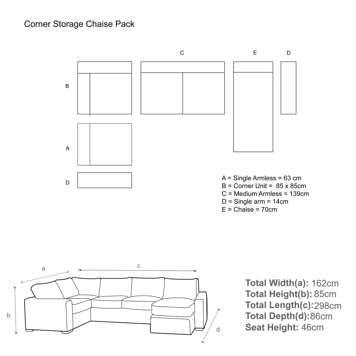 House by John Lewis Oliver Corner Chaise Sofa – image 4