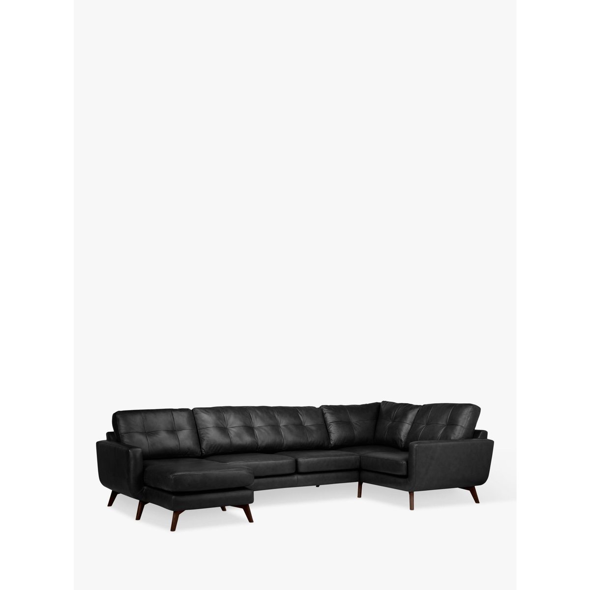 John Lewis & Partners Barbican Leather RHF Medium Corner Chaise End Sofa, Dark Leg – image 1