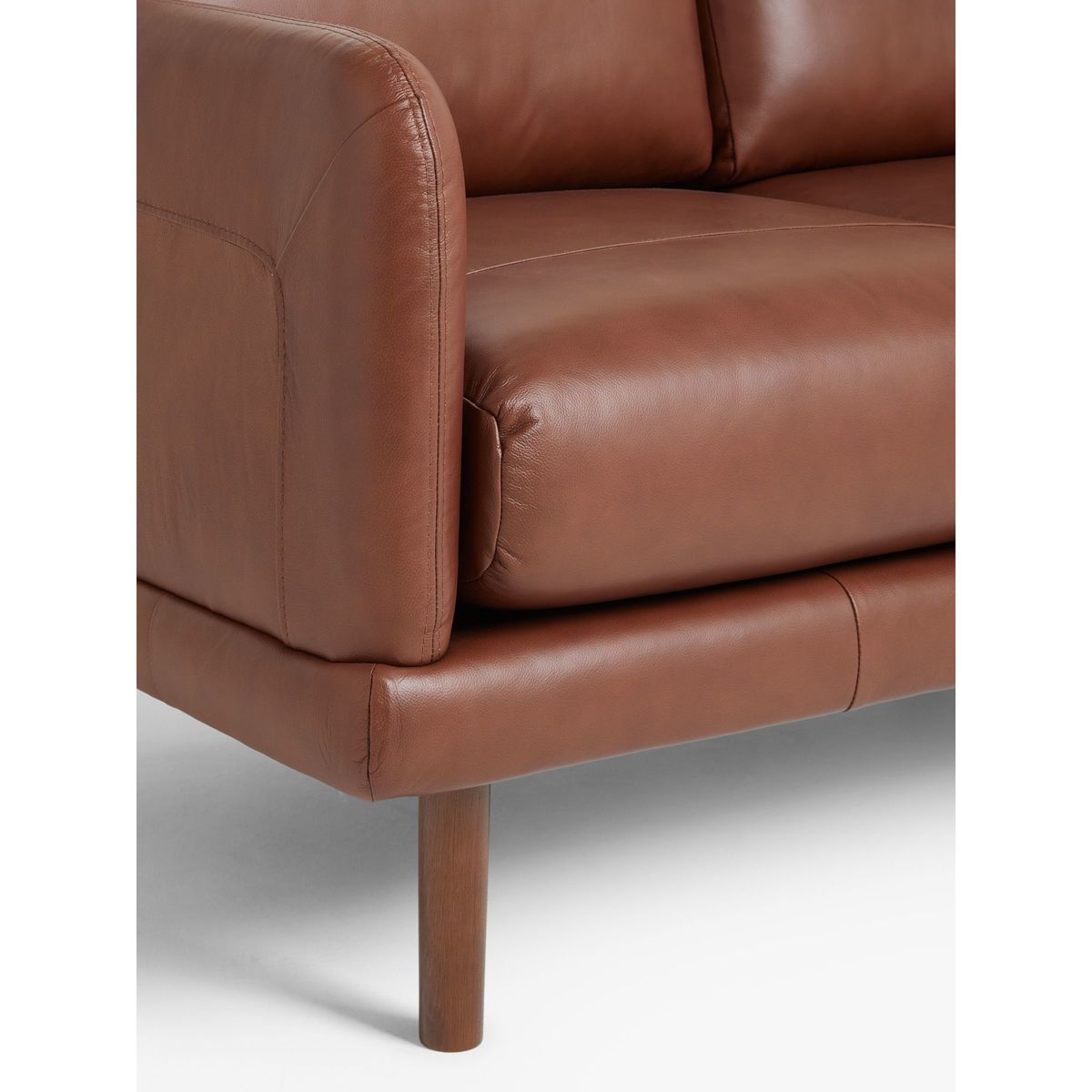 House by John Lewis Sweep Large 3 Seater Leather Sofa, Dark Leg, Contempo Castanga – image 5